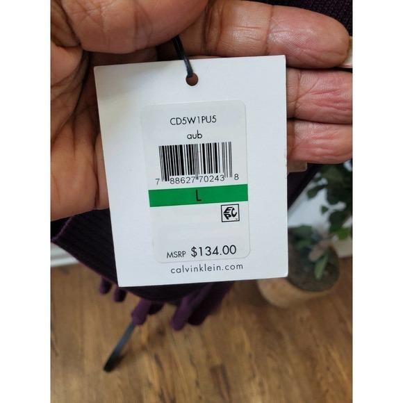 Calvin Klein Women Purple 100% Acrylic Long Sleeve Turtle Neck Knee Length Dress - Picture 7 of 12